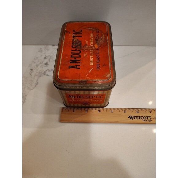 Vintage An-Du-Septic Dustless Blackboard Crayon Tin Gold Medal Product - Picture 16 of 16
